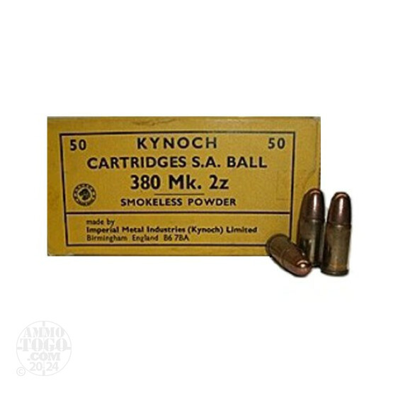 50rds - 380 MK. 2z Kynoch 178gr. FMJ Ammo